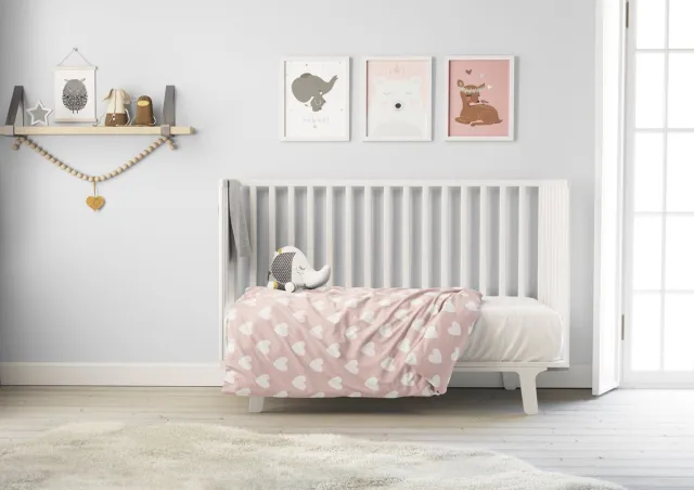 Mistral Home DEKBEDOVERTREK - katoen renforcé - 100 x 140 cm - junior - dessin - roze - Voor baby of peuter Roze/Wit