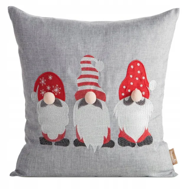 Eurofirany Kerst Sierkussenhoes 45x45 cm van Dwergen & Rits Zilver en Rood