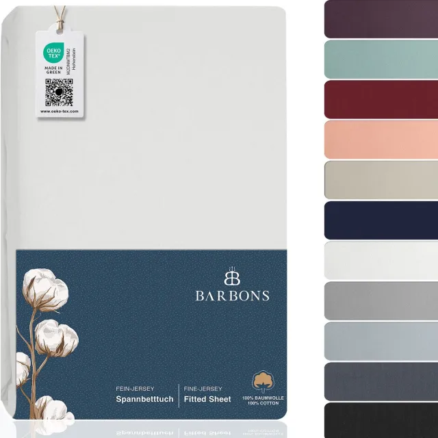 BARBONS hoeslaken 90x200 - hoeslakens Jersey 145 g/m² - 100% katoen - wit