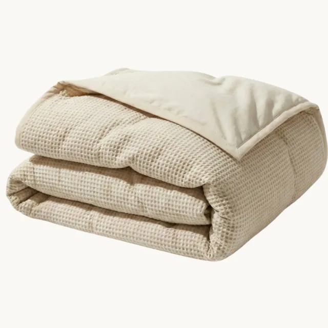 Y-NOT – Dekbed Zonder Overtrek 200x220 – Waffle – All Season – Zacht & Wasbaar – Zand