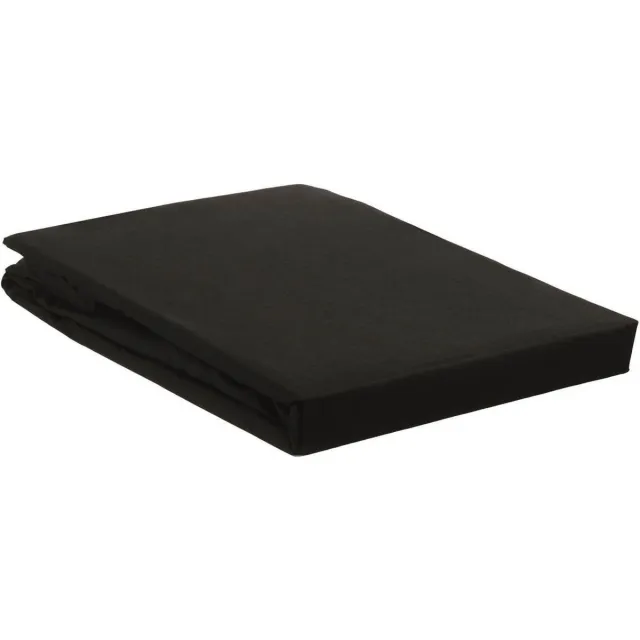 Ambiante Cotton Uni hoeslaken - Tweepersoons - Black