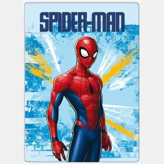 Spider-Man Spiderman Fleece graffiti 100 x 140 cm licht blauw