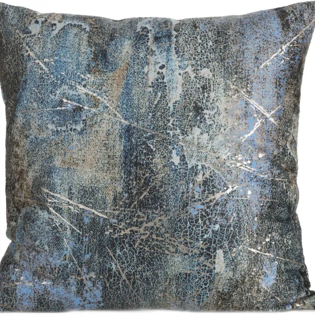 Eurofirany Turquoise Fluwele Kussensloop 45x45 cm met Metallic Print