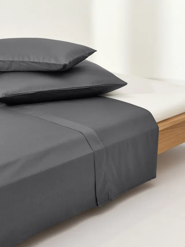 Westwing Collection Katoensatijnen laken Comfort Grijs