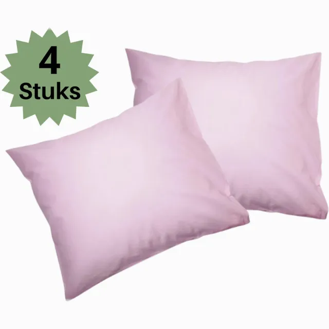 Droomtextiel Kussenslopen - Set van 4 Stuks - 20A Hotelkwaliteit - Roze - 60x70cm - 100% HOOGWAARDIGE KATOEN - Droomtextiel
