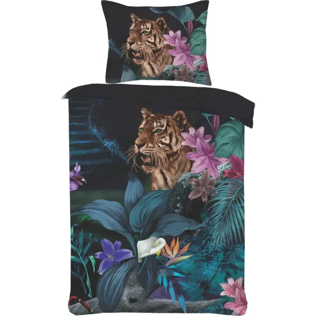 princessdekbedden Jungle Tiger dekbedovertrek set-Ultra soft -microPercal -dekbedhoes - 1 kussensloop -Multi