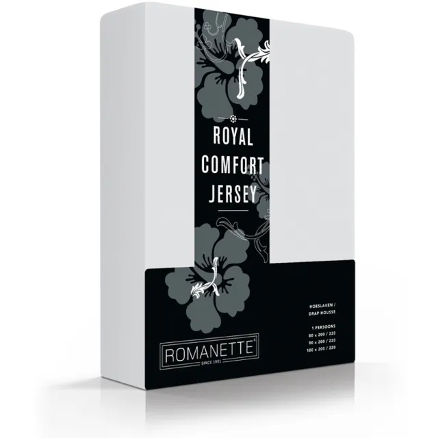 Royal Jersey Comfort Premium 95% Macokatoen / 5% Lycra Hoeslaken - Eenpersoons (80/90/100x200/210/220 cm) - Grijs Multi