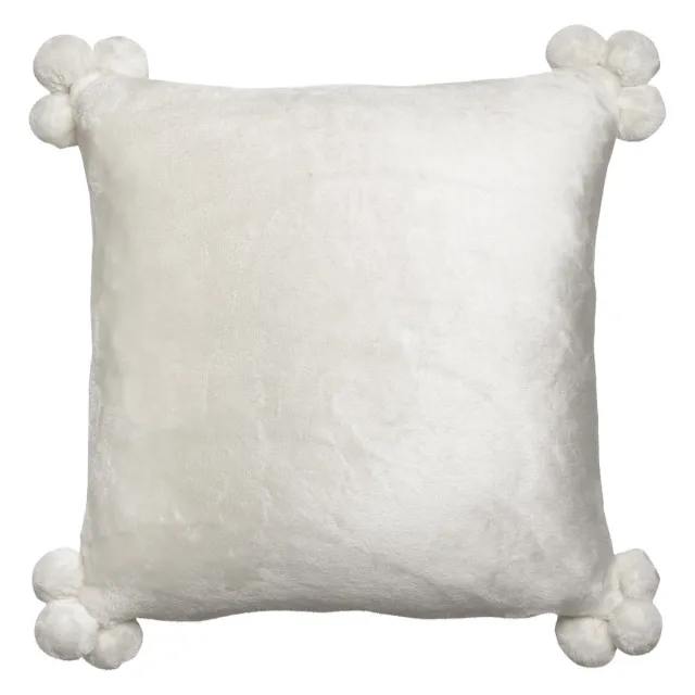 Vivaraise Tender Pompons kussenhoes wit