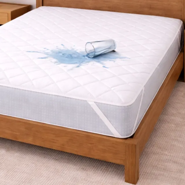 Droomtextiel Waterdicht Matrasbeschermer 100% Katoen - 160x200 +30 cm - Gewatteerd - Doorgestikt - Ademend - Antibacterieel - Premium Kwaliteit Wit