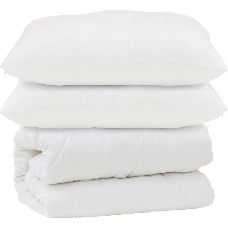 vidaXL Dekbed met kussen 3 st Wit Microfibre, foto 3