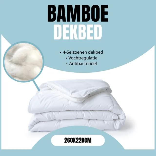 Eleganzzz 100% Bamboe Viscose 4 Seizoenen Dekbed - 260x220 - Zomerdekbed & Winterdekbed - Anti Allergie - 500 gr/m2 - 4 Seizoenen Dekbed 260x220 - Lits Jumeaux Extra Lang - Lits Jumeaux Extra Breed - Dekbedden Wit
