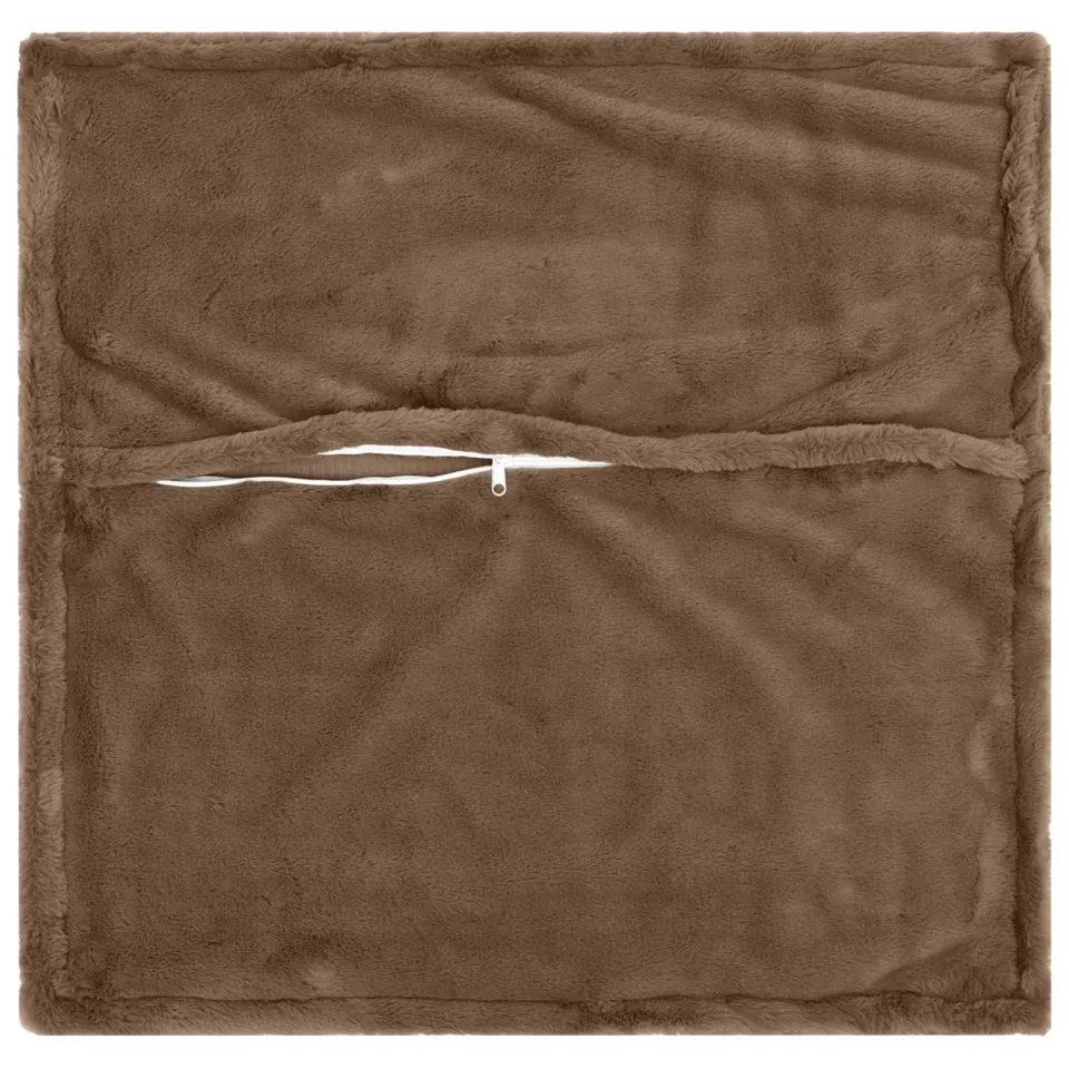 vidaXL Kussensloop 2 st HOUTEN Licht Bruin 55 x 55 cm Nep Konijnenbont, foto 4