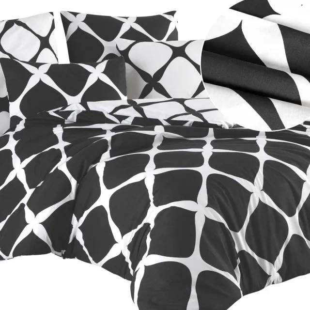 Darymex Luxe Katoenen Dekbedovertrekset Ranforce NOIR – 160x200 cm – Zwart / Wit Geometrisch – 100% Katoen – Darymex Zwart-wit