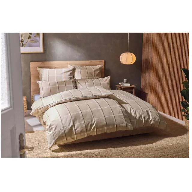 livarno Home Dekbedovertrek set Flanellen - 230 x 220 cm, 2x 50 x 80 cm Beige