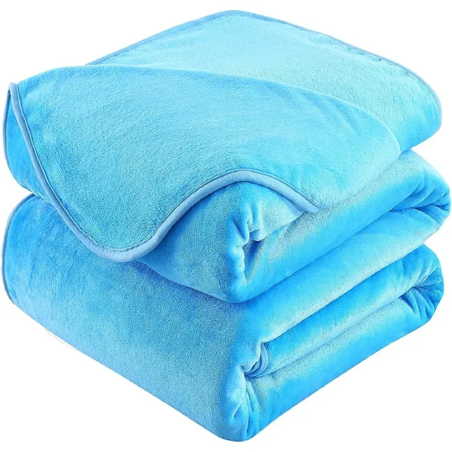 Hozy Plaid Dikke Fleece Deken 130x150 cm Hemelsblauw Zacht en Warm Dubbele Beddeken en Flanellen Sofa Throw Dubbelzijdig Omkeerbaar