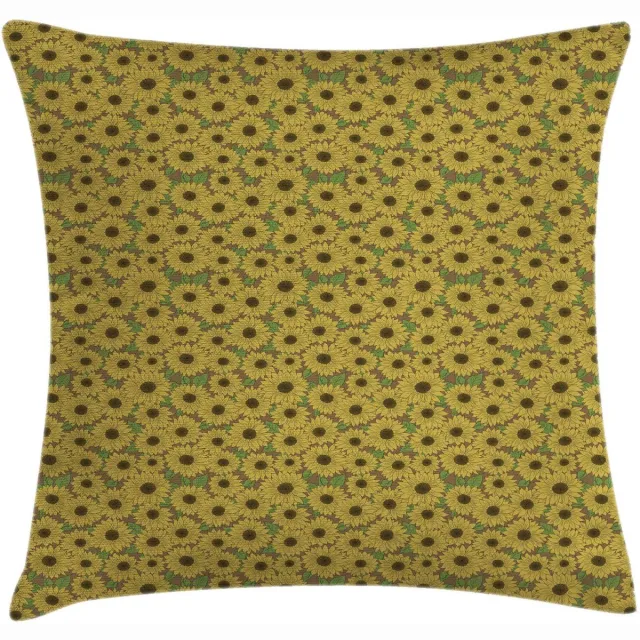 ABAKUHAUS Kussenhoes – Bloemen 40x40 cm – Khaki & Olijfgroen – Beidseitig bedrukt