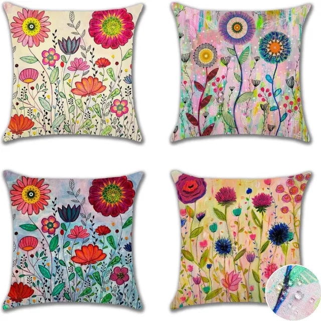Ibenzoa Duurzame Overtrekken voor Kussens - 45x45cm - Set van Vier - Waterafstotend Stoffen kleurrijk