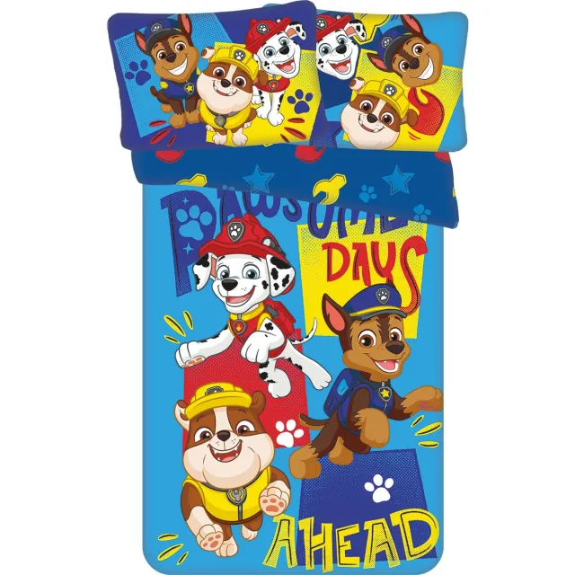 PAW Patrol BABY / Peuter dekbedovertrek Pawsome - 135 x 100 + 40 x 60 cm - Katoen Blauw