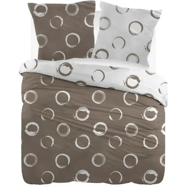 Sleepnight Dekbedovertrek Flanel Lieve Taupe - 140 x 200/220 cm + 1 kussensloop - [Taupe]