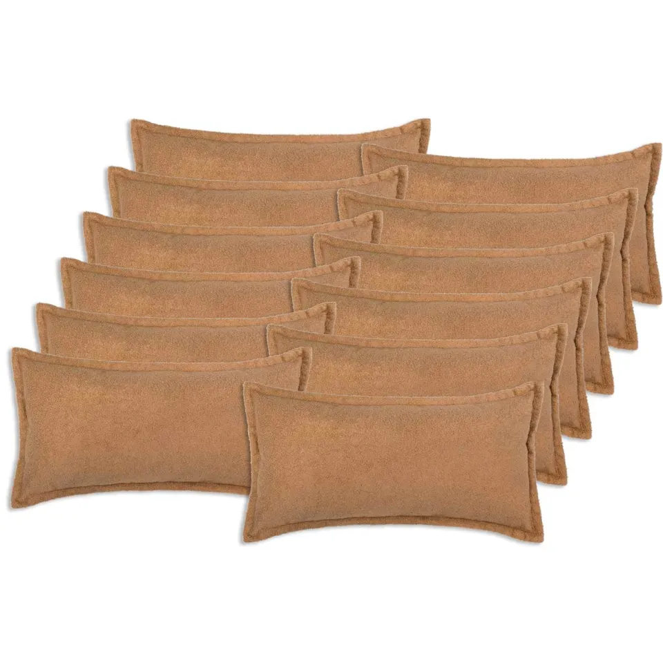 vidaXL Kussensloop 12 st HOUTEN Beige 40 x 80 cm Bouclé, foto 3