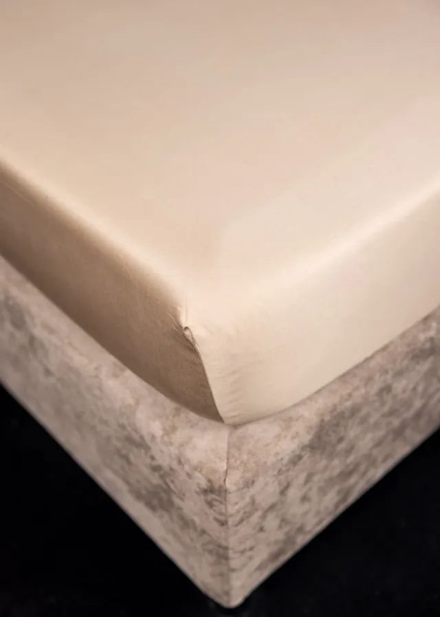 SWAPAN Satijn Hoeslaken 180 x 200 x 30 cm - Portobello taupe - 2 Persoons - Beddengoed - Hoogwaardige kwaliteit - Beige