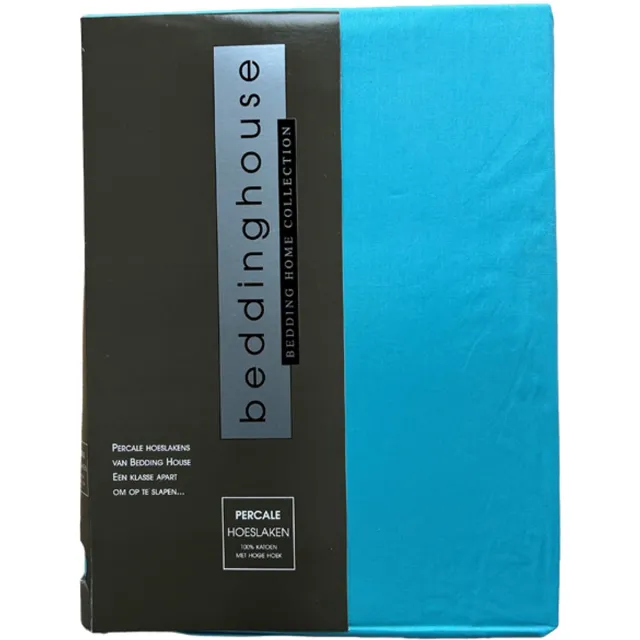 Beddinghouse Luxe Percale Katoen Hoeslaken - 140x200 cm - Aqua - Extra Hoge Hoek 30 cm - Perfecte Pasvorm