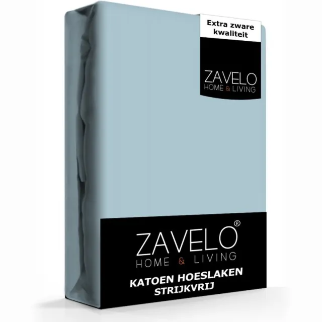 Zavelo Hoeslaken Katoen Strijkvrij Blauw-Lits-jumeaux (160x200 cm) - Hoogwaardige Kwaliteit - Rondom Elastisch - Perfecte Pasvorm