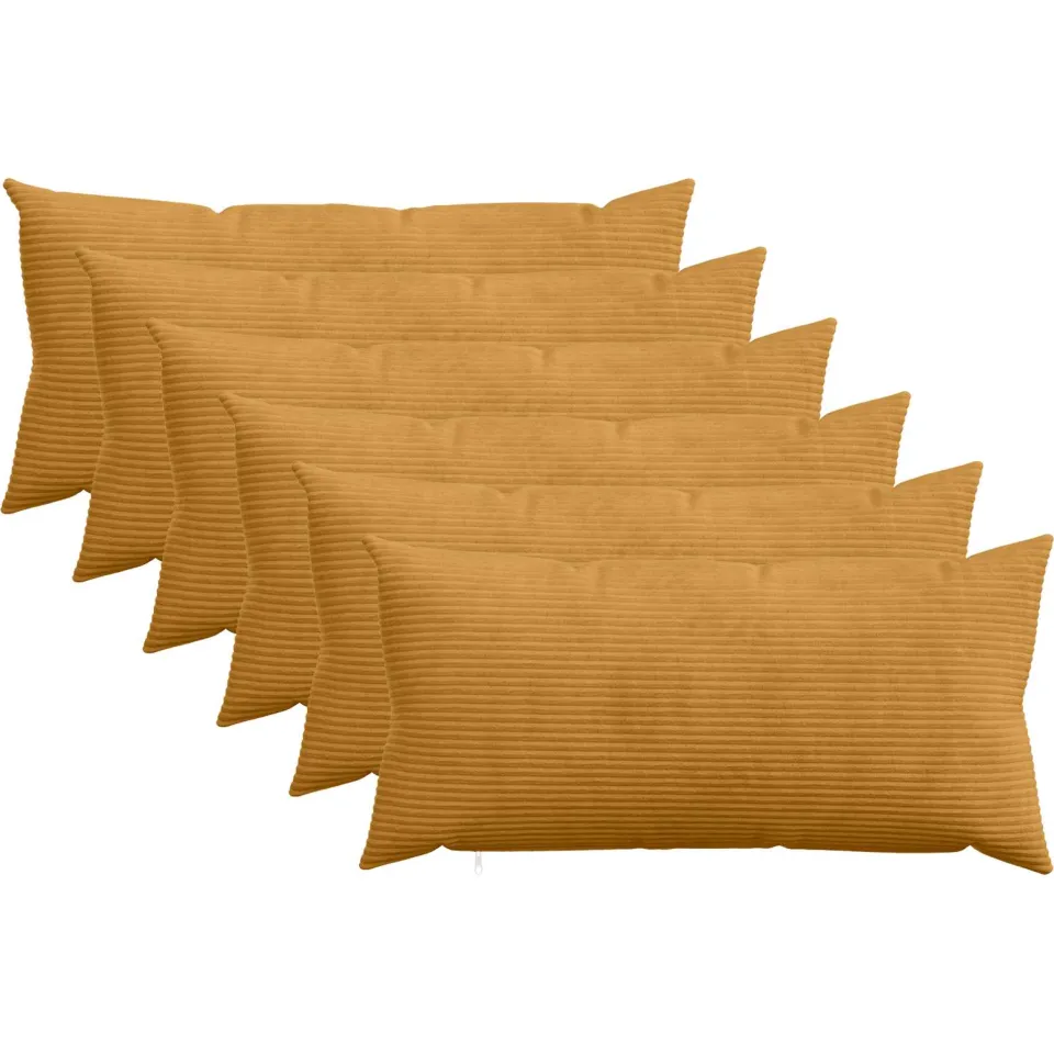 vidaXL Kussensloop 6 st HEERLEN Geel 40 x 70 cm corduroy, foto 3