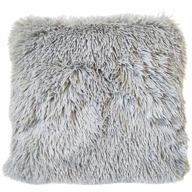Granda Grijze Decoratieve Kussenhoes 40x40cm - Zacht Nepbont Grijs