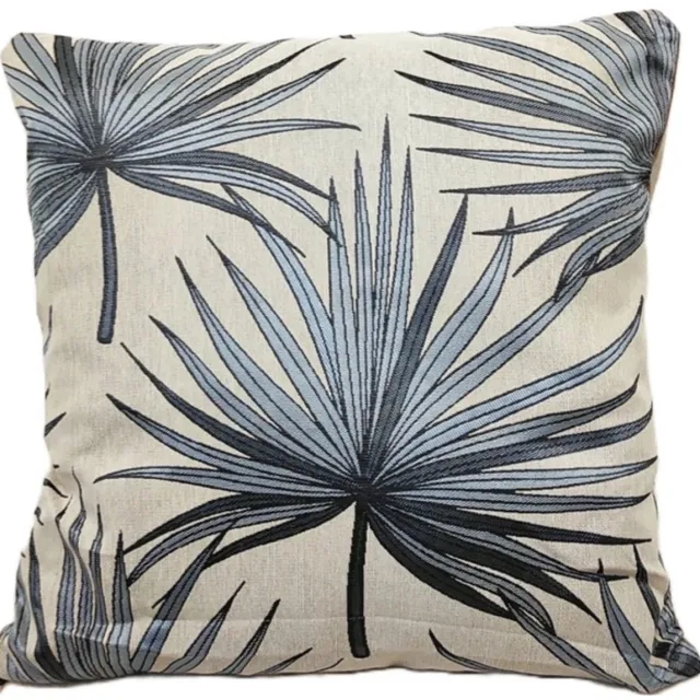 Granda Decoratieve Kussenhoes 40x40cm - Blauwe Palmbladeren, Jacquard & Velours