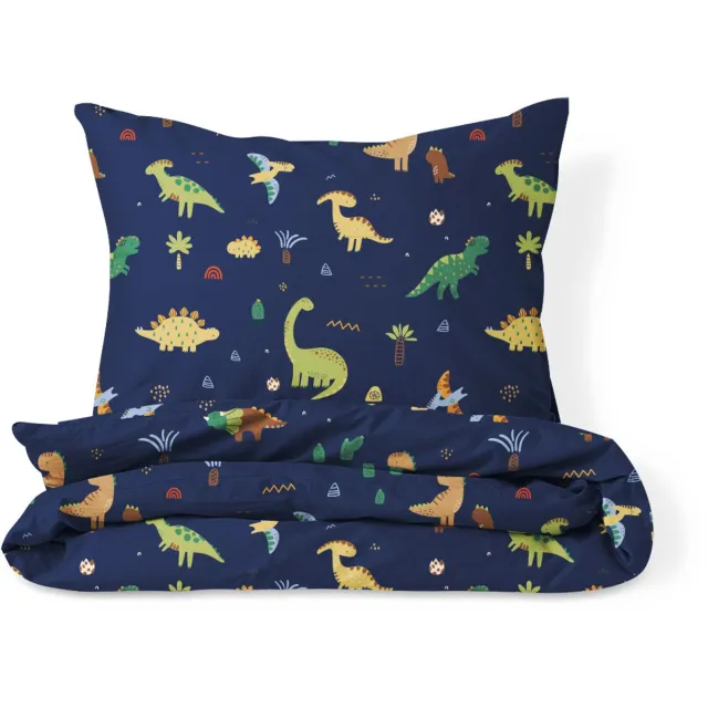 Petite Amélie Dekbedovertrekset – 120x150 cm – 100% Biologisch Katoen – Dino blauw - dino