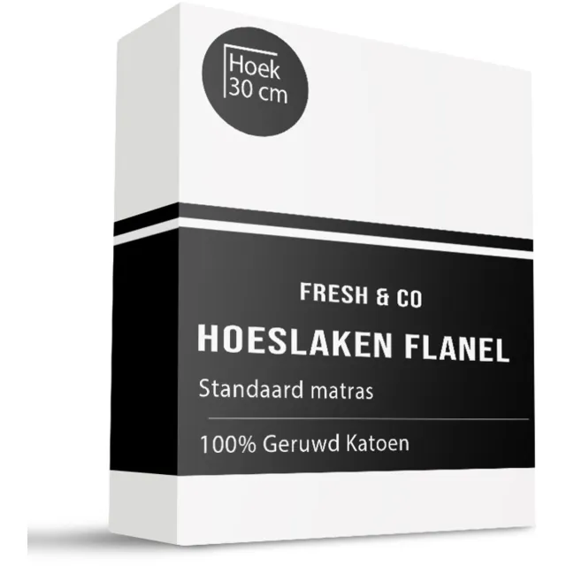 Dekbed-Discounter Fresh and Co Hoeslaken 140 x 200 cm - Katoen Flanel - Geschikt voor matrassen tot 25 cm hoog - Wasbaar op 30 graden - Strijkvrij - Zwart