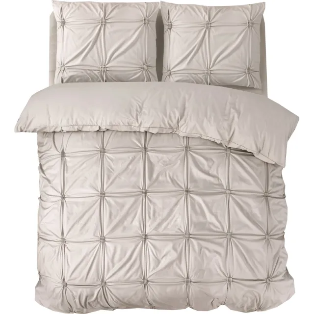 Sleeptime Punch pintuck Dekbedovertrek - 200X200/220 + 2 x kussenslopen 60x70 - Taupe