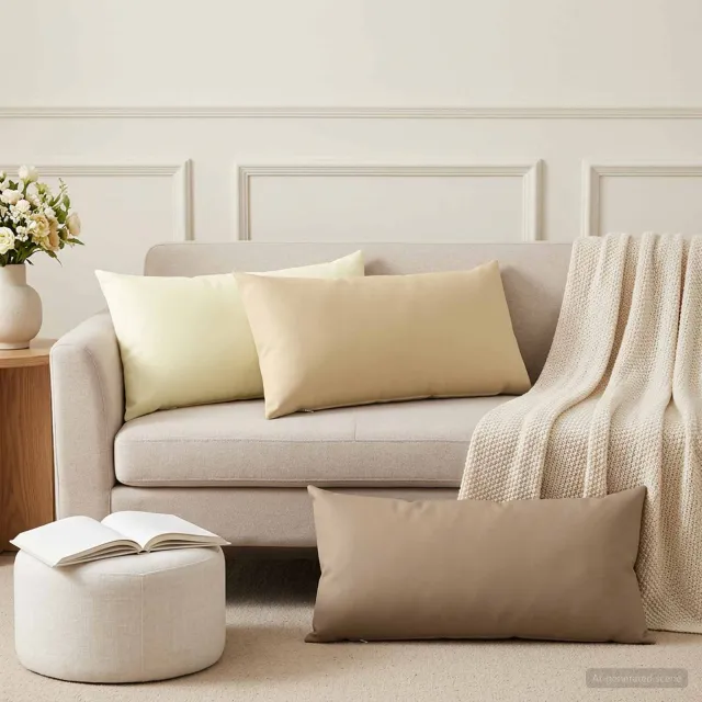 vidaXL Kussensloop 12 st HEERLEN Crèmekleurig 40 x 80 cm Polyester