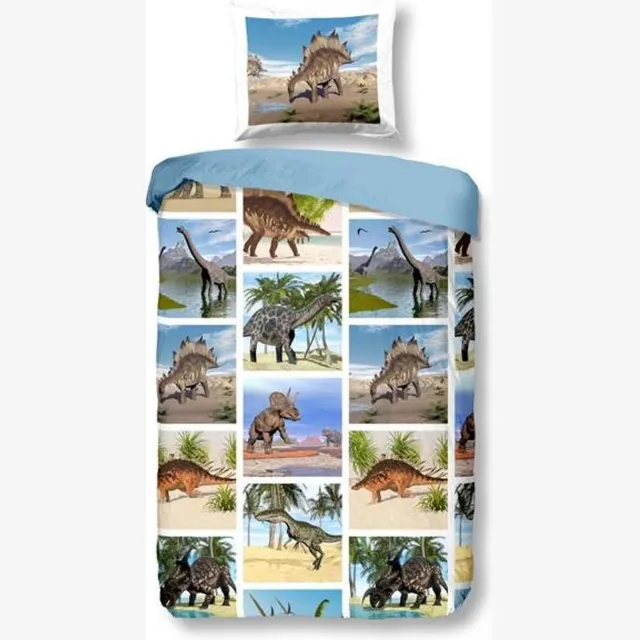Snoozing Dinosaur - Dekbedovertrek - Junior - 1 kussensloop - Multi kleur