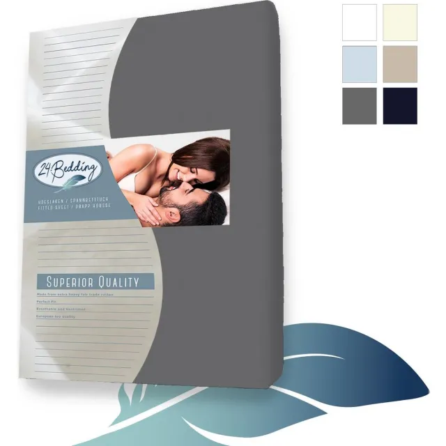 24-Bedding Hoeslaken - Dubbel Jersey - 100% katoen - 90x200 cm - 30 cm - donker Grijs - Extra dikke kwaliteit 200 gr/m2