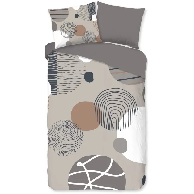 Good Morning dekbedovertrek grafische cirkels - Grijs - 100% Katoen renforce Grey