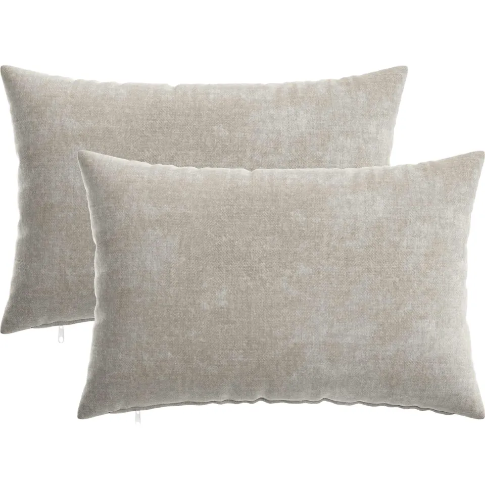 vidaXL Kussensloop 2 st HEERLEN Lichtgrijs 50 x 75 cm Chenille Stof, foto 3