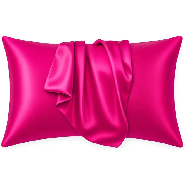 AfricanFabs Satijnen kussensloop Fuchsia 60 x 70 cm hoofdkussen formaat - AfricanFabs® Satin pillow case / Zijde zachte kussensloop van satijn (1 stuks)