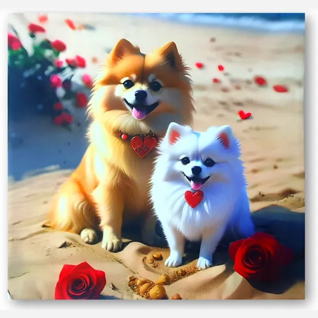 Izabella Korytkowska HOME Decoratieve kussensloop 45x45 cm met hondenprint meerkleurig