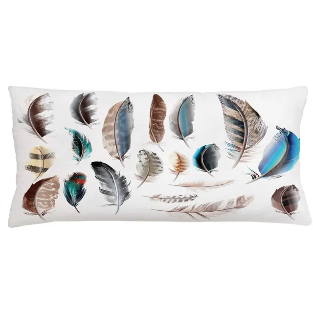 ABAKUHAUS Kussenhoes 90x40 cm – Vogelveren-set, Dubbelzijdig Witgroen