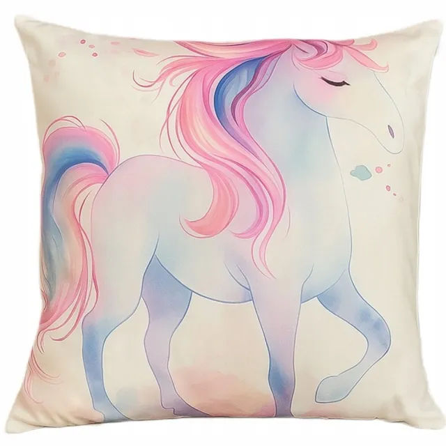 Granda Decoratieve Kussenhoes Velvet Eenhoorn Blauw Roze 43x43 cm