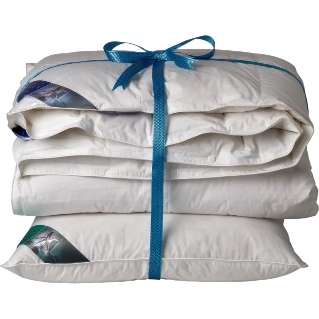 Ten Cate 60% Eendendonzen 4-Seizoenen Dekbed + Hoofdkussen - 140x220 cm - Luxe Eendendons - Ademend - Vochtregulerend - Dekbed Set Wit