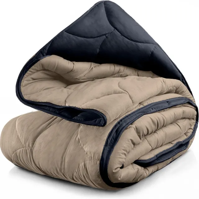 Sleeptime Lazy Dekbed & Dekbedovertrek in 1 - Double Face- Black/Anthracite Zwart,Taupe