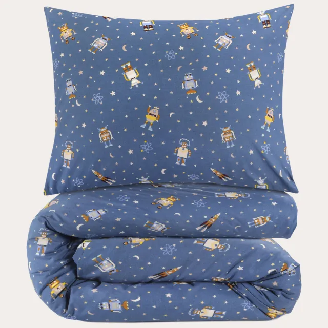 NOUS Kids katoenen dekbedovertrek 1-persoons (140x200 cm) blauw