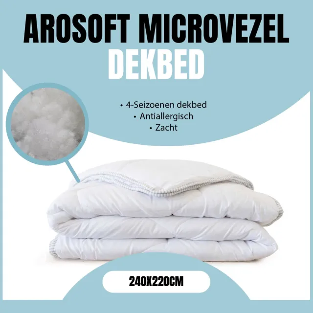 Eleganzzz Arosoft 4-seizoenen Dekbed Microvezel - 240x220cm - 500gr/m2 - Zomerdekbed & Winterdekbed - 4 Seizoenen Dekbed 240x220cm - Lits Jumeaux Extra Lang - Dekbedden wit