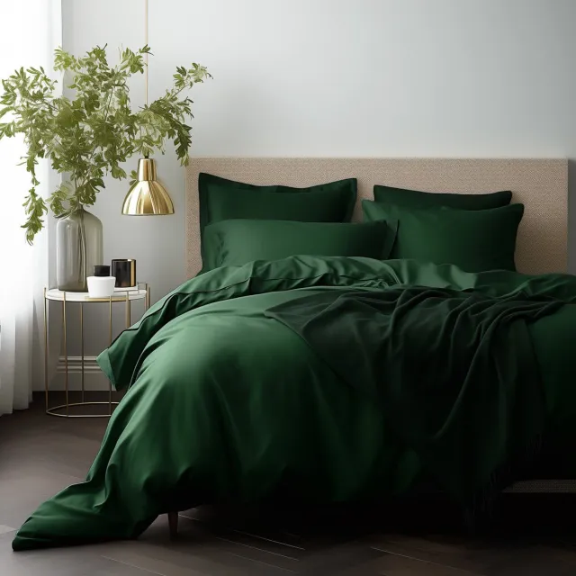 Darymex Satynlove Classic - Dekbedovertrek set - 100% Katoen-Satijn - Met Ritssluiting - 140x200 cm - Flesgroen groente