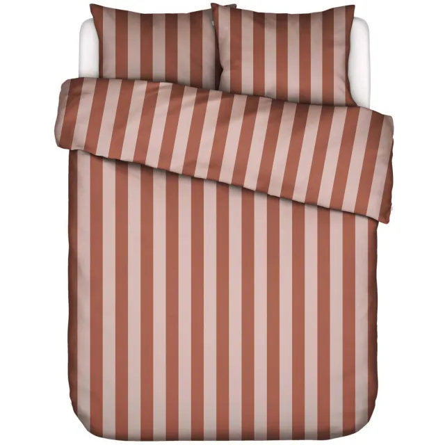 Essenza katoen satijnen dekbedovertrek minte stripe Terracotta - Blush pink
