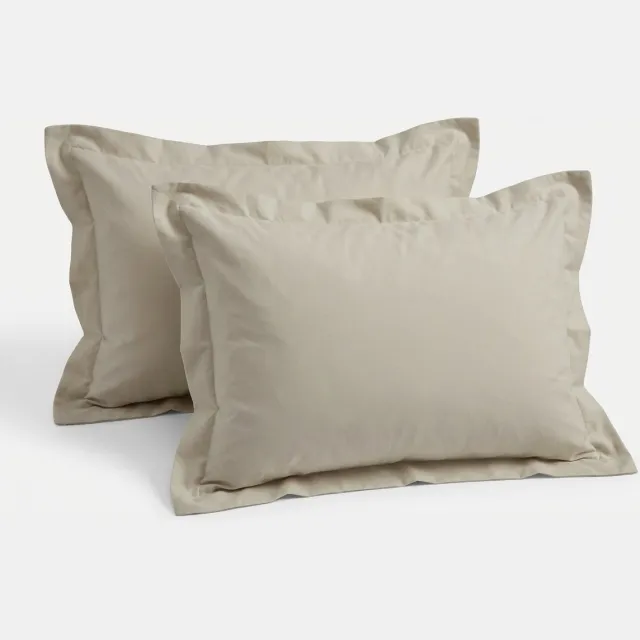 Dreamers Den Trio - Kussenslopen - Egyptisch Perkal Katoen - 200 TC - 2x 65x65 cm - Met Volant - Taupe