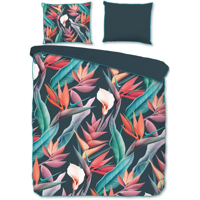 Good Morning dekbedovertrek bloemen en bladeren - Multi - 100% Katoen renforce